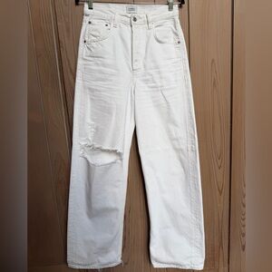 Citizens Of Humanity Ayla White Distressed Straight-Leg Jeans